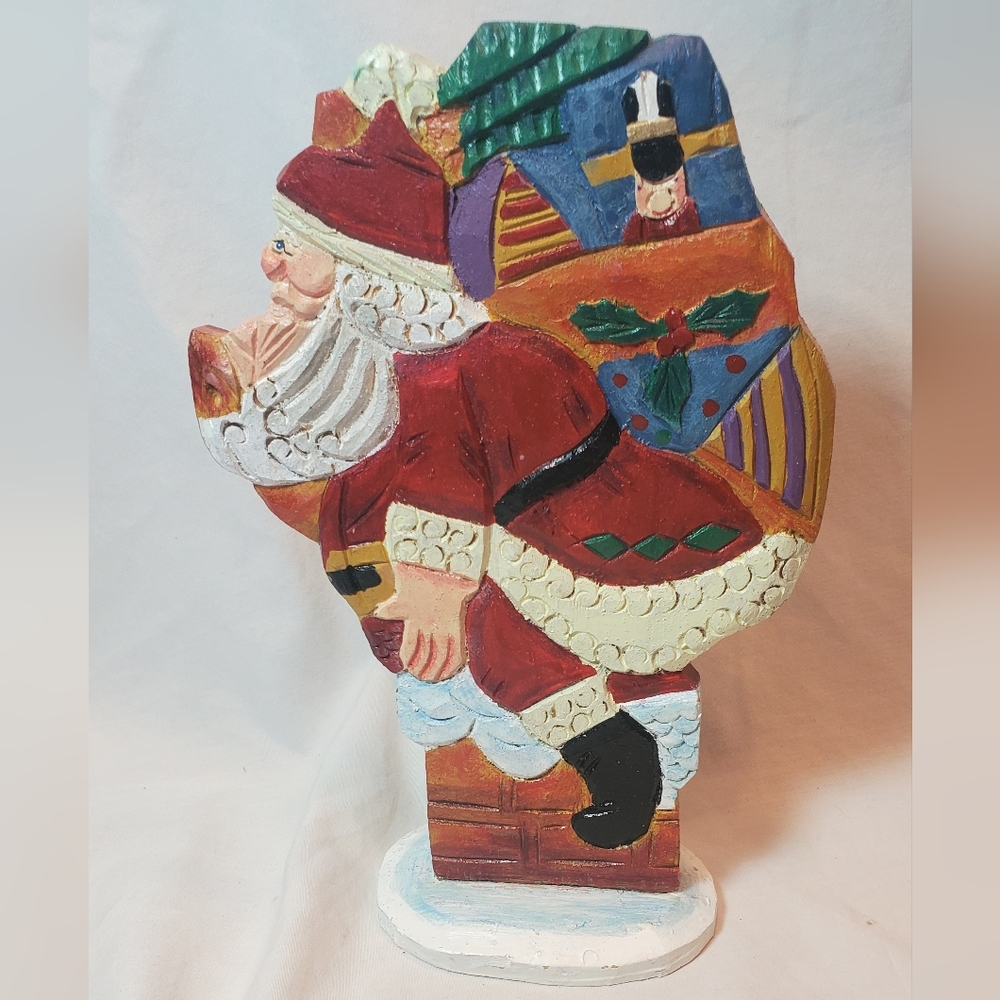 Dept 56 Carved Wood Festive Santa Claus Chimney Holiday Decoration Figurine